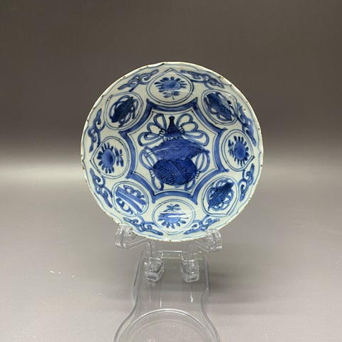 古玩陶瓷明萬歷葫蘆紋青花盤拍賣,當前價格1760元