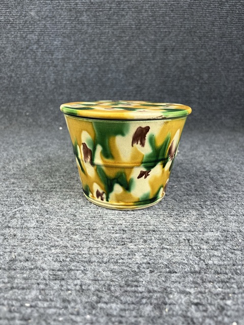 古玩陶瓷虎皮三彩蓋缸真品鑒賞圖
