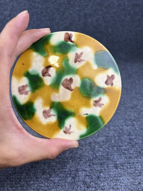 古玩陶瓷虎皮三彩蓋缸真品鑒賞圖