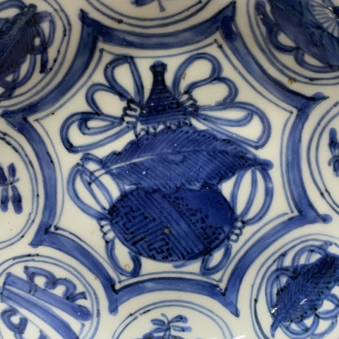 古玩陶瓷明萬歷葫蘆紋青花盤拍賣,當前價格1760元