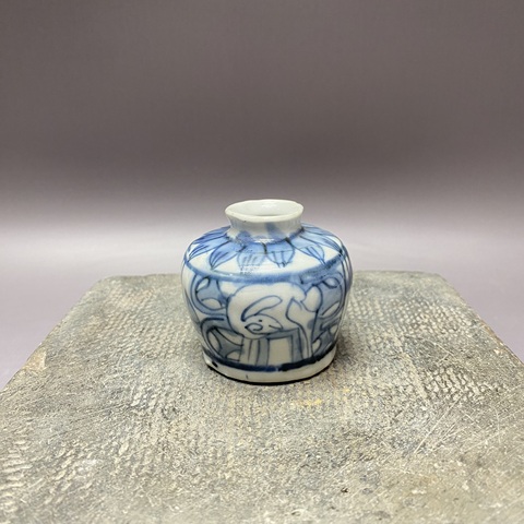 古玩陶瓷鹿紋青花水盂真品鑒賞圖