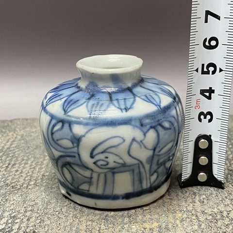 古玩陶瓷鹿紋青花水盂真品鑒賞圖
