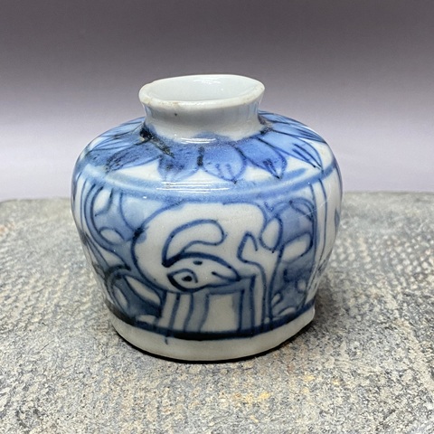 古玩陶瓷鹿紋青花水盂真品鑒賞圖