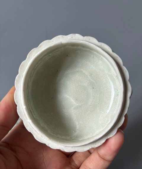 古玩陶瓷湖田窯青白釉粉盒真品鑒賞圖