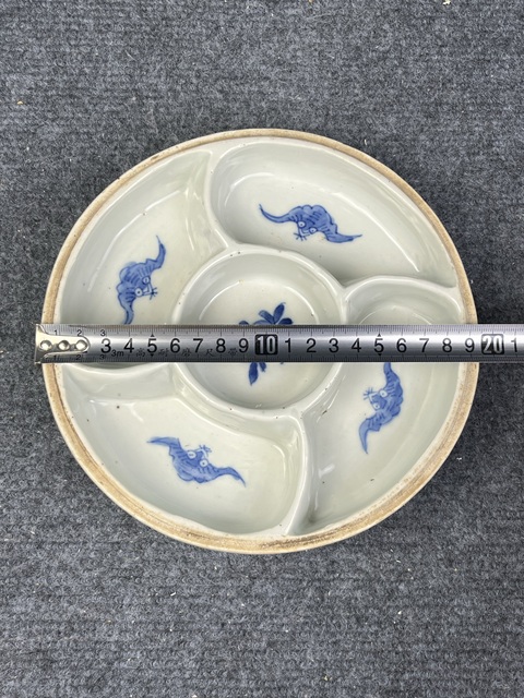 古玩陶瓷外花卉紋內五福捧壽紋調色蓋盒真品鑒賞圖