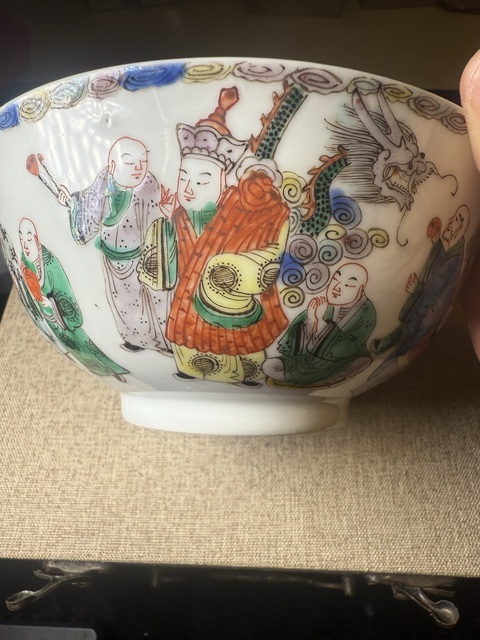 古玩陶瓷十八羅漢五彩碗真品鑒賞圖