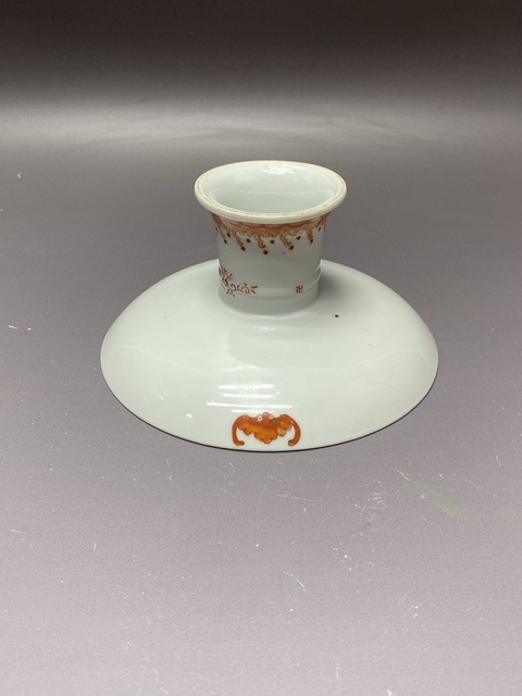 古玩陶瓷清晚期花間福壽紋礬紅高足盤拍賣,當前價格2860元