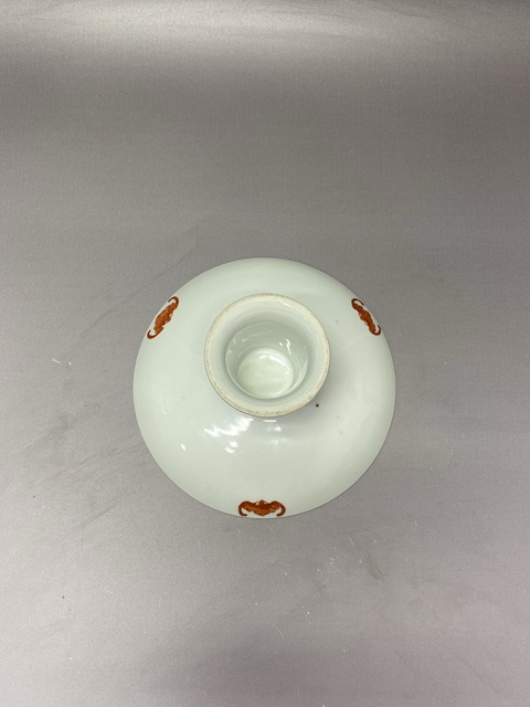 古玩陶瓷清晚期花間福壽紋礬紅高足盤拍賣,當前價格2860元