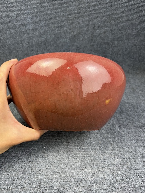 古玩陶瓷紅釉香爐真品鑒賞圖