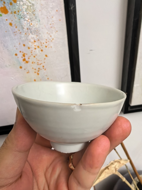 古玩陶瓷晚明白釉茶碗真品鑒賞圖