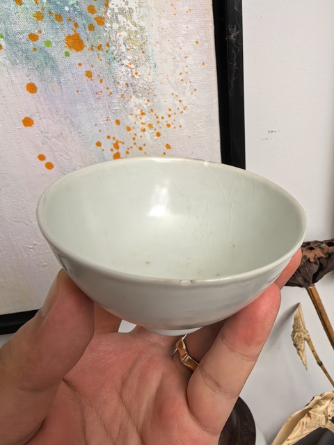 古玩陶瓷晚明白釉茶碗真品鑒賞圖