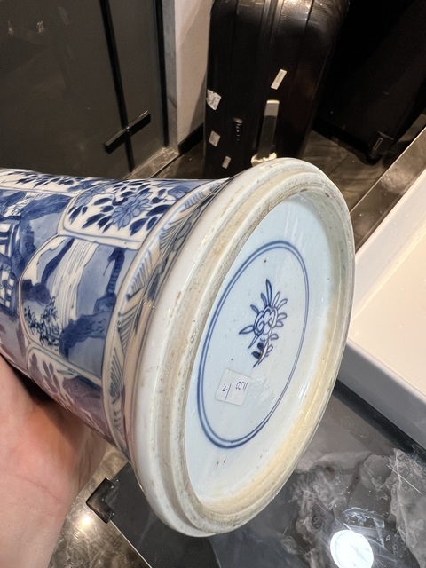 古玩陶瓷山水花卉紋青花花觚真品鑒賞圖
