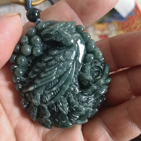 古玩玉器翡翠雕“鳳凰牌”真品鑒賞圖