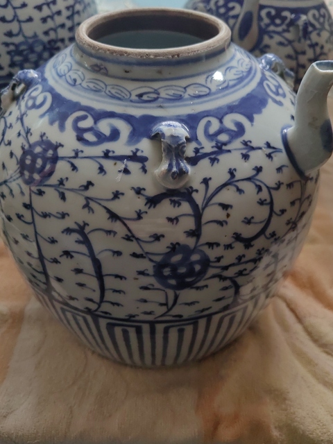 古玩陶瓷青花四系壺真品鑒賞圖