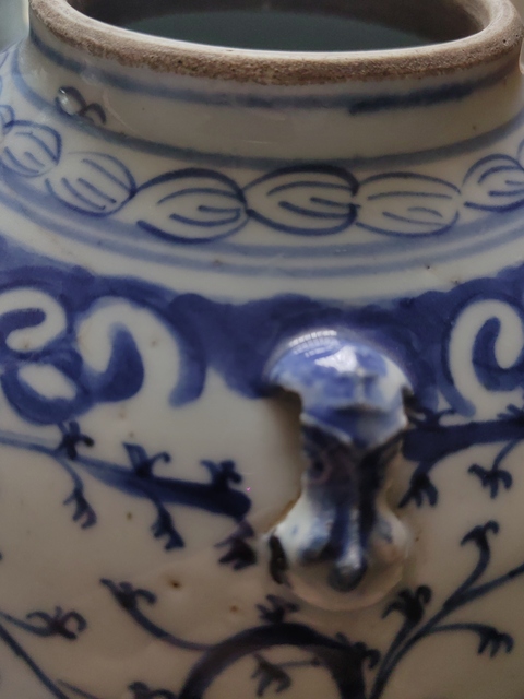 古玩陶瓷青花四系壺真品鑒賞圖