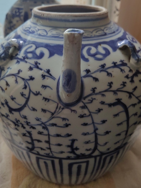 古玩陶瓷青花四系壺真品鑒賞圖