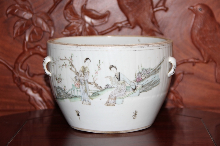 古玩陶瓷粉彩四系粥罐真品鑒賞圖