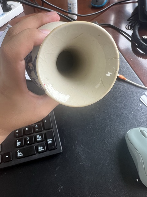 古玩陶瓷煨瓷青花人物故事紋撇口瓶真品鑒賞圖