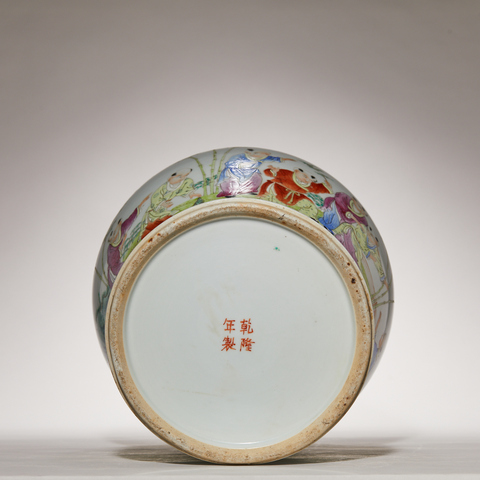 古玩陶瓷粉彩嬰戲圖將軍罐真品鑒賞圖