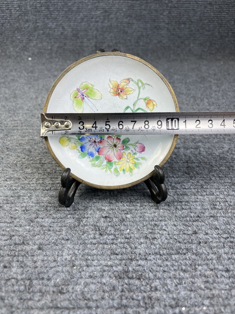 古玩雜項銅胎畫琺瑯花卉紋盤真品鑒賞圖