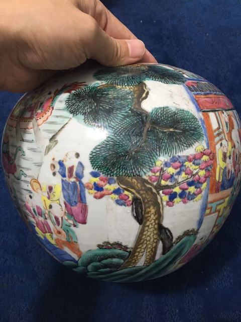 古玩陶瓷百子鬧春西瓜罐真品鑒賞圖