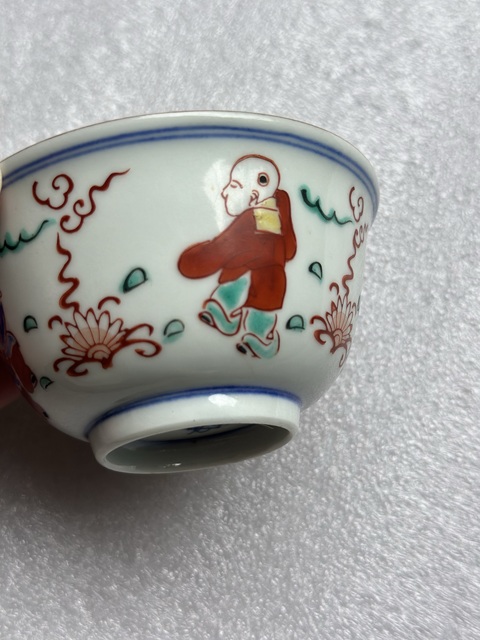 古玩陶瓷日本五彩影戲紋碗真品鑒賞圖