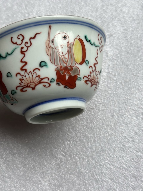 古玩陶瓷日本五彩影戲紋碗真品鑒賞圖