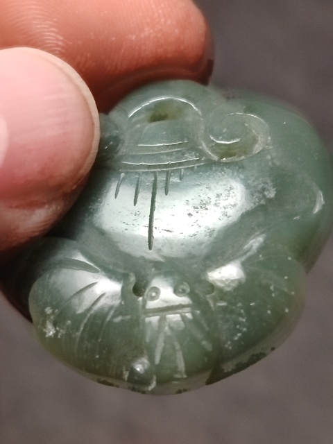 古玩玉器和田玉雕“福如意”掛件真品鑒賞圖