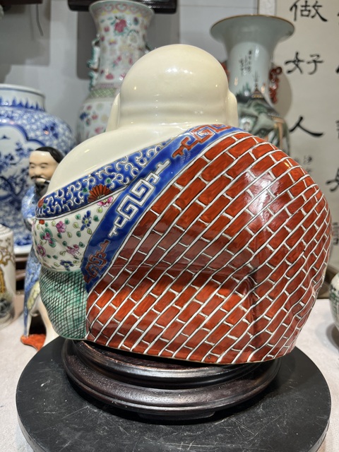 古玩陶瓷粉彩彌勒佛塑像真品鑒賞圖