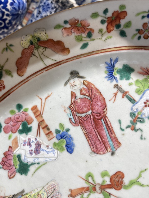 古玩陶瓷咸豐細路粉彩無雙譜盤真品鑒賞圖