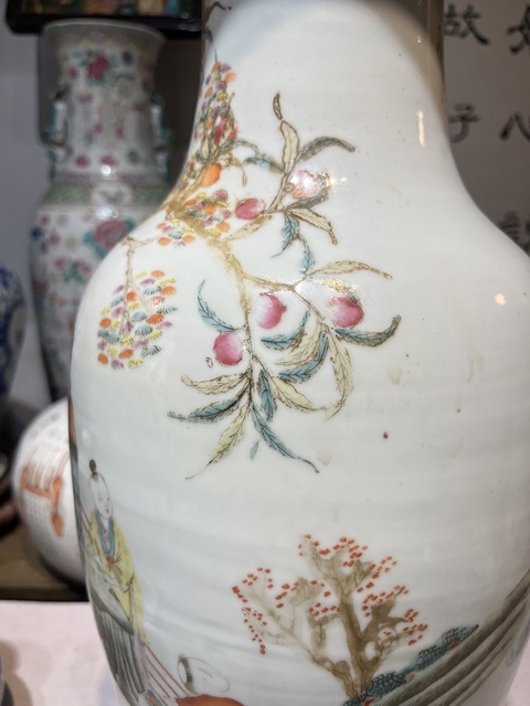 古玩陶瓷晚清粉彩人物仕女瓶真品鑒賞圖