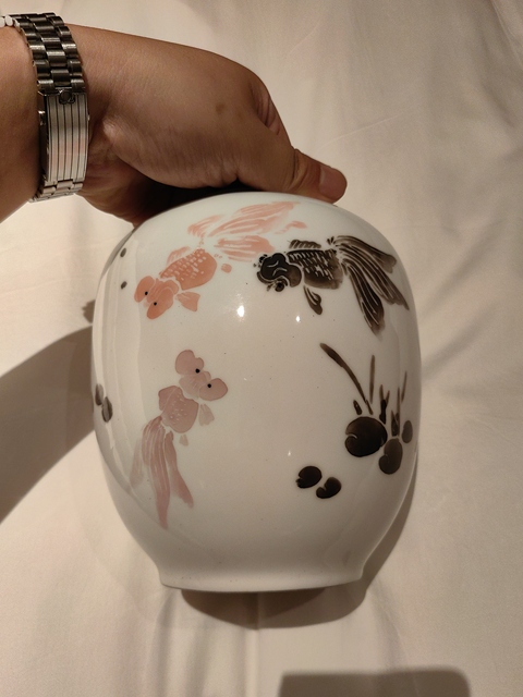 古玩陶瓷窯彩金魚宮燈真品鑒賞圖