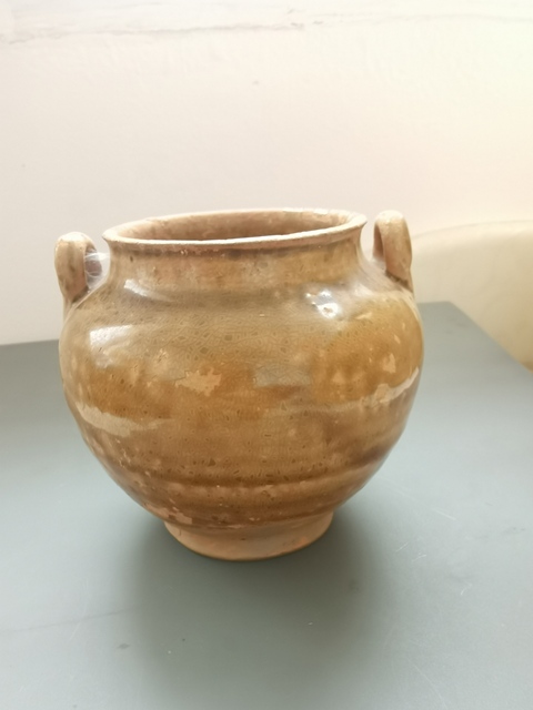 古玩陶瓷黃釉雙系罐真品鑒賞圖