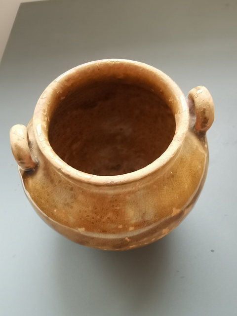 古玩陶瓷黃釉雙系罐真品鑒賞圖