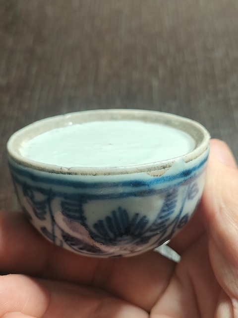 古玩陶瓷青花淡描花卉紋水盂真品鑒賞圖