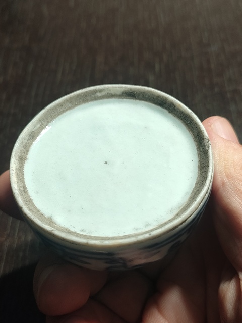 古玩陶瓷青花淡描花卉紋水盂真品鑒賞圖