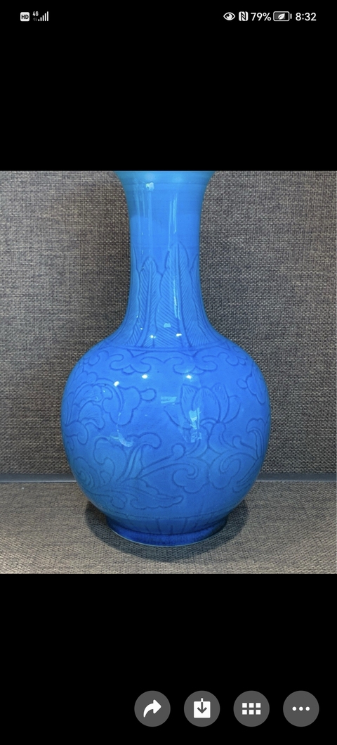 古玩陶瓷孔雀藍瓶真品鑒賞圖