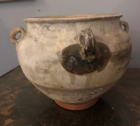古玩陶瓷褐彩四系罐真品鑒賞圖
