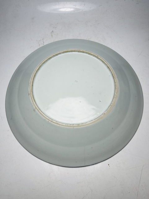 古玩陶瓷樓臺亭閣山水紋青花盤真品鑒賞圖