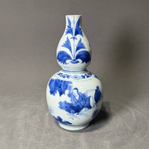 古玩陶瓷青花山水紋葫蘆瓶真品鑒賞圖