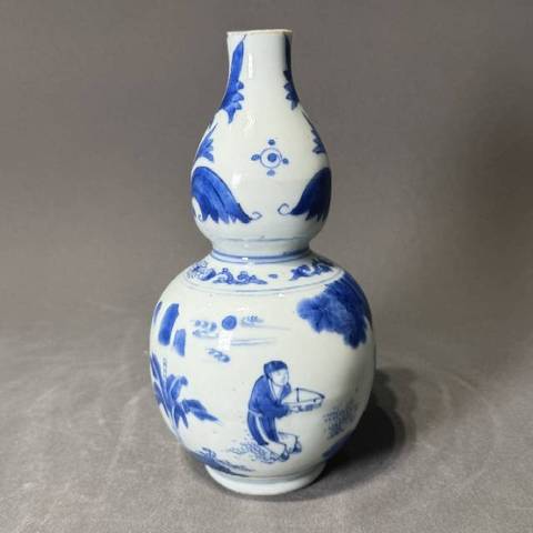 古玩陶瓷青花山水紋葫蘆瓶真品鑒賞圖