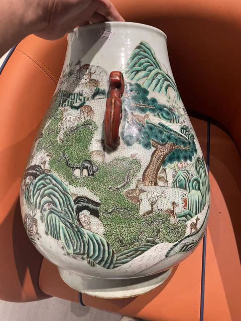 古玩陶瓷粉彩百鹿尊真品鑒賞圖