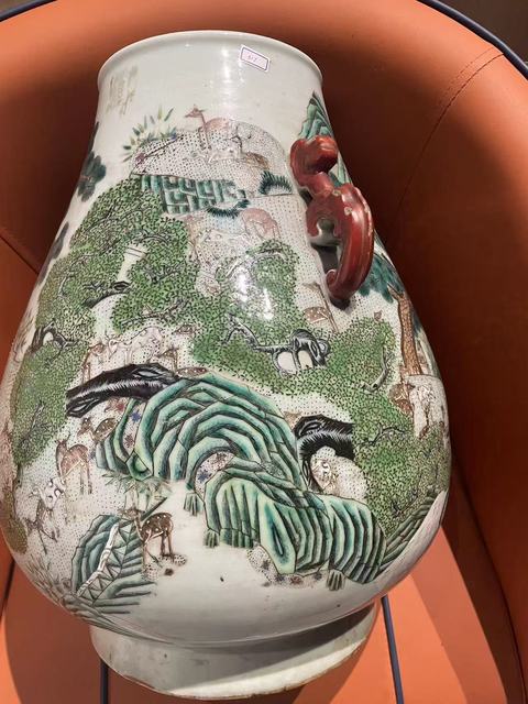 古玩陶瓷粉彩百鹿尊真品鑒賞圖