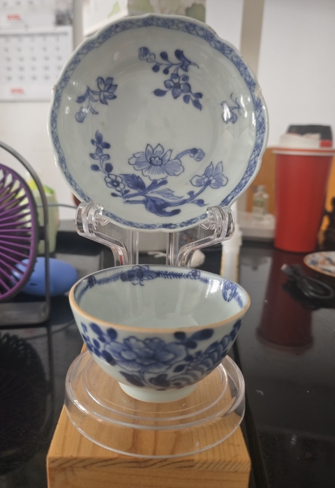 古玩陶瓷康熙青花花開富貴杯碟套裝拍賣，當(dāng)前價(jià)格588元