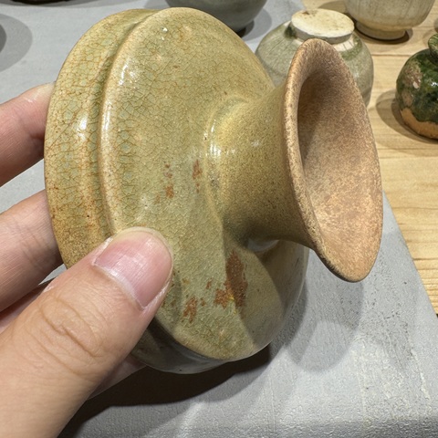 古玩陶瓷洪州窯青釉高足盤，注意品相真品鑒賞圖