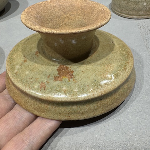 古玩陶瓷洪州窯青釉高足盤，注意品相真品鑒賞圖