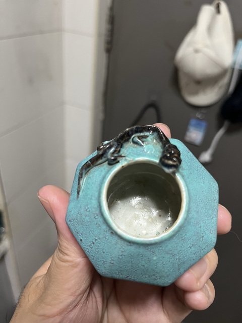 古玩陶瓷爐鈞釉螭龍水盂真品鑒賞圖