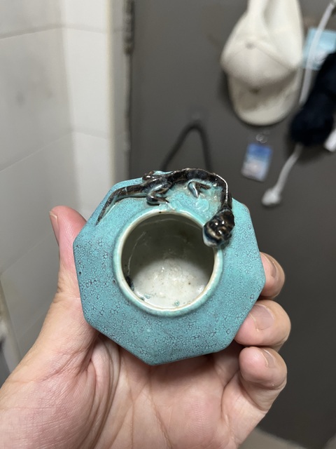 古玩陶瓷爐鈞釉螭龍水盂真品鑒賞圖