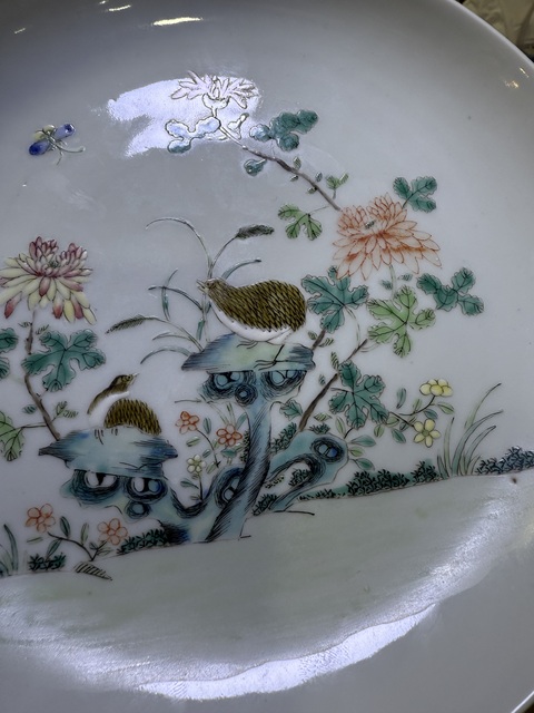 古玩陶瓷安居樂業(yè)粉彩盤真品鑒賞圖