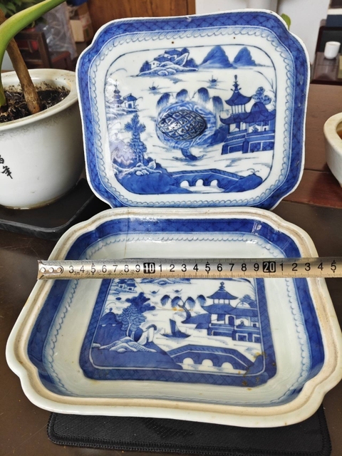古玩陶瓷清乾隆青花亭臺樓閣風景紋蓋鍋拍賣,當前價格1388元